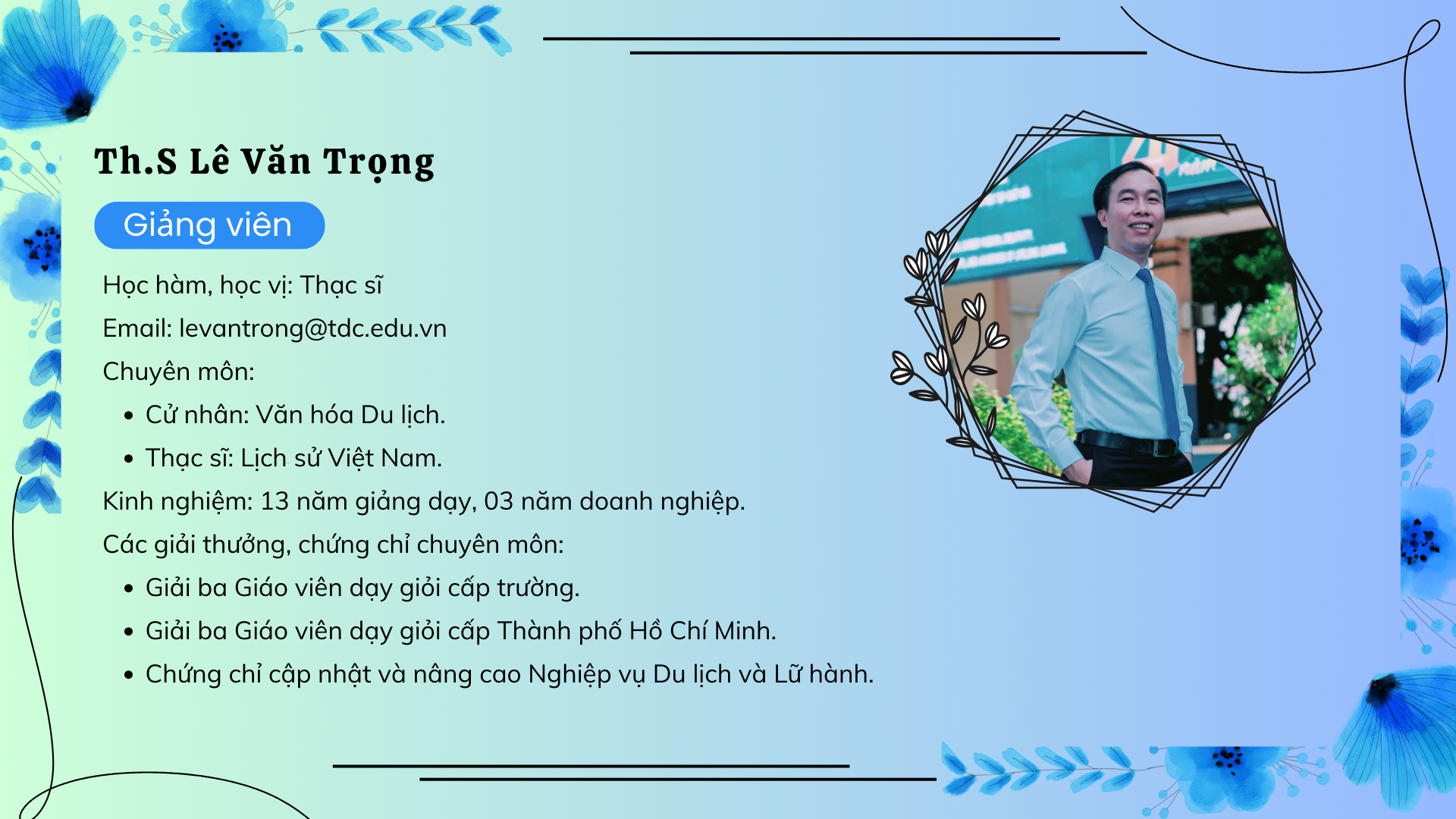 Lịch tiếp sinh viên - CVHT Lê Văn Trọng 
